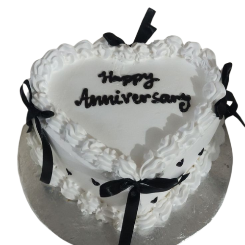 Heart Anniversary Cake - 2 Lbs Elegant Ribbon Design