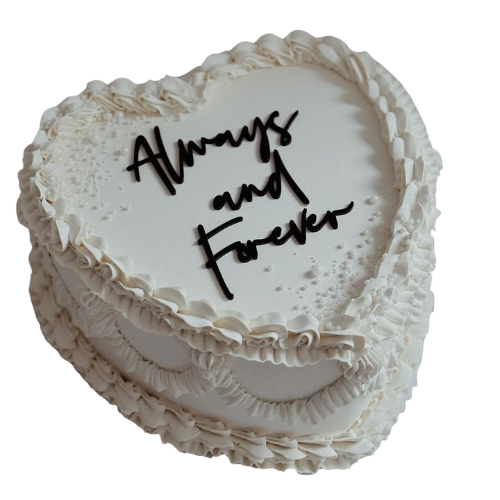 Forever Love Cake - 2 Lbs Heart-Shaped Cream Design