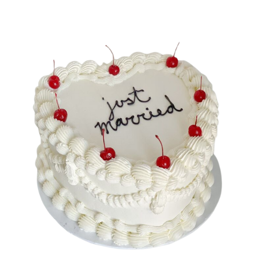 Just Married Cake | 2 Lbs Heart-Shaped Wedding Reception Dessert