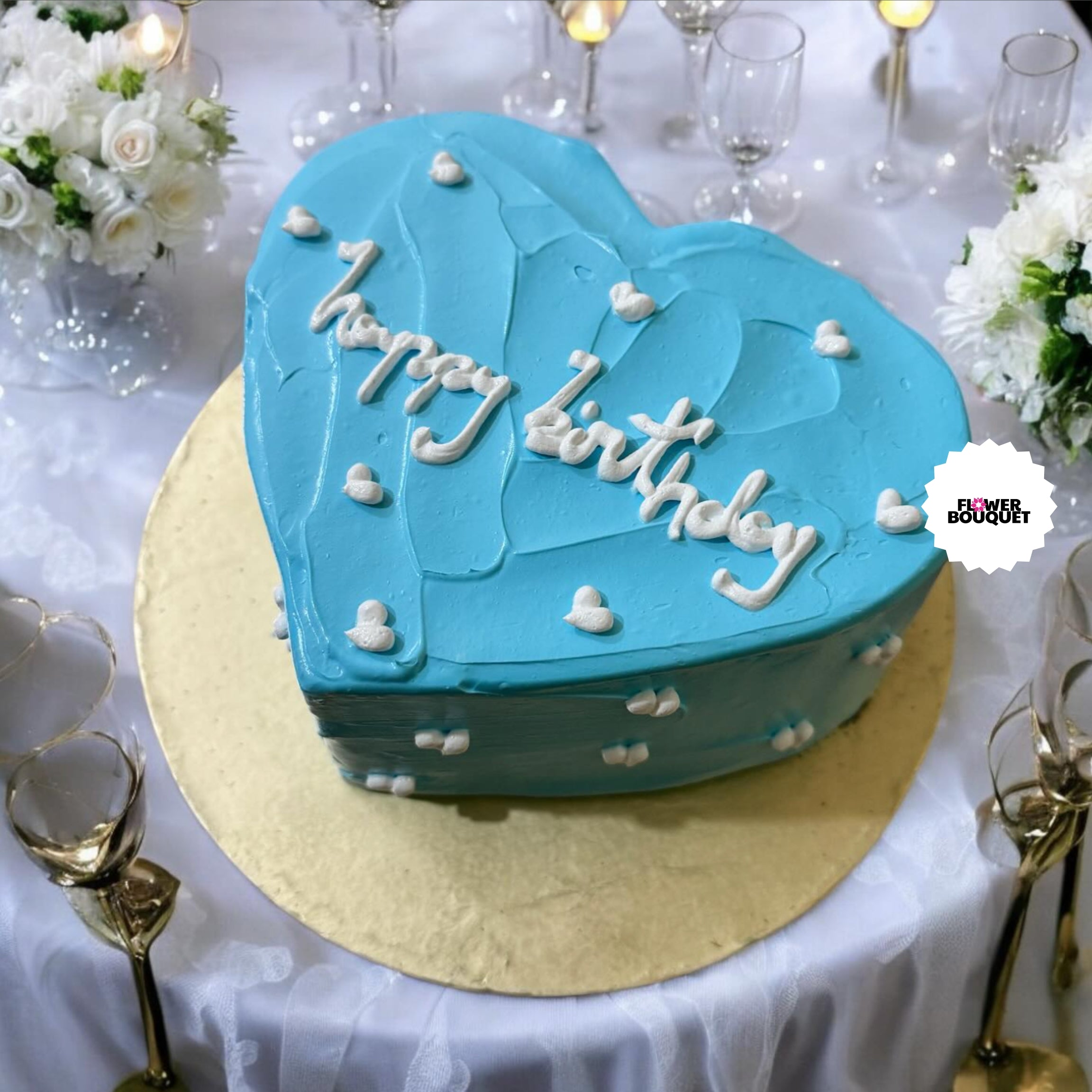 Heartfelt Blue Heart 2 Pound Birthday Cake