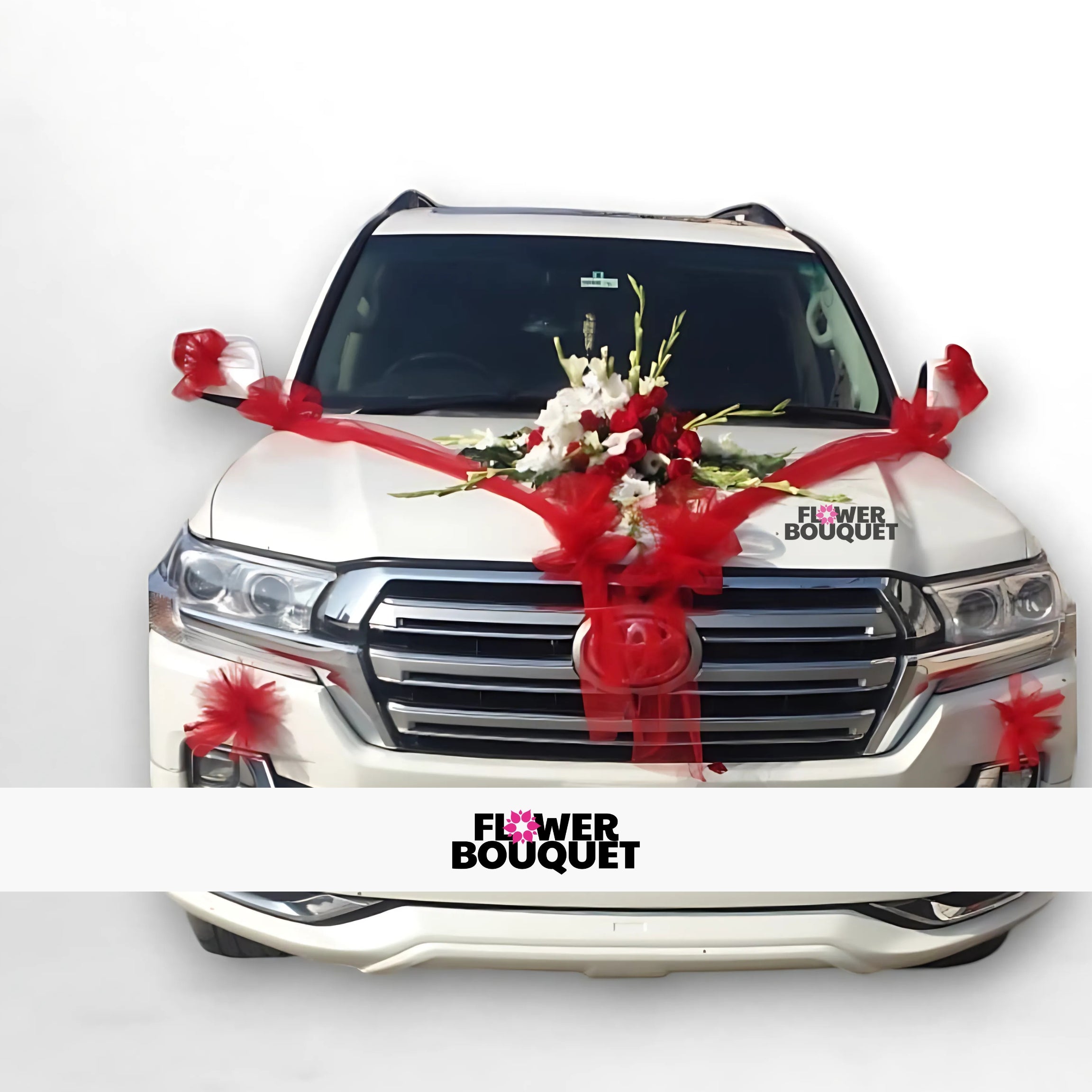 Land Cruiser Prado Red and White Wedding Decor