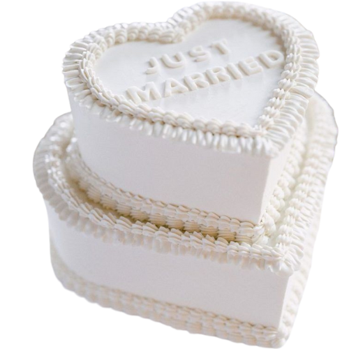 White Heart Cake | 4 Lbs Elegant Just Married Celebration Dessert