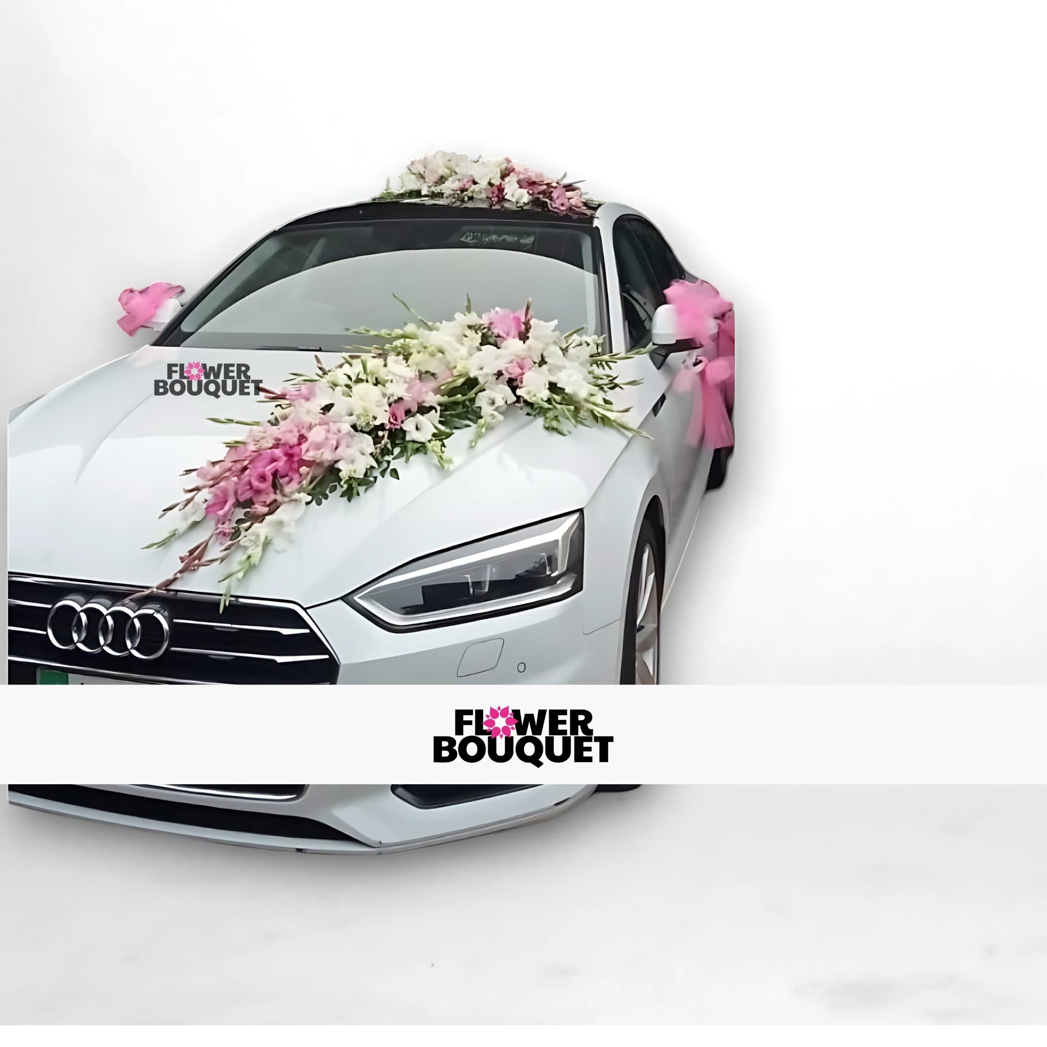 Luxurious Pink and White Flower Audi Decoration