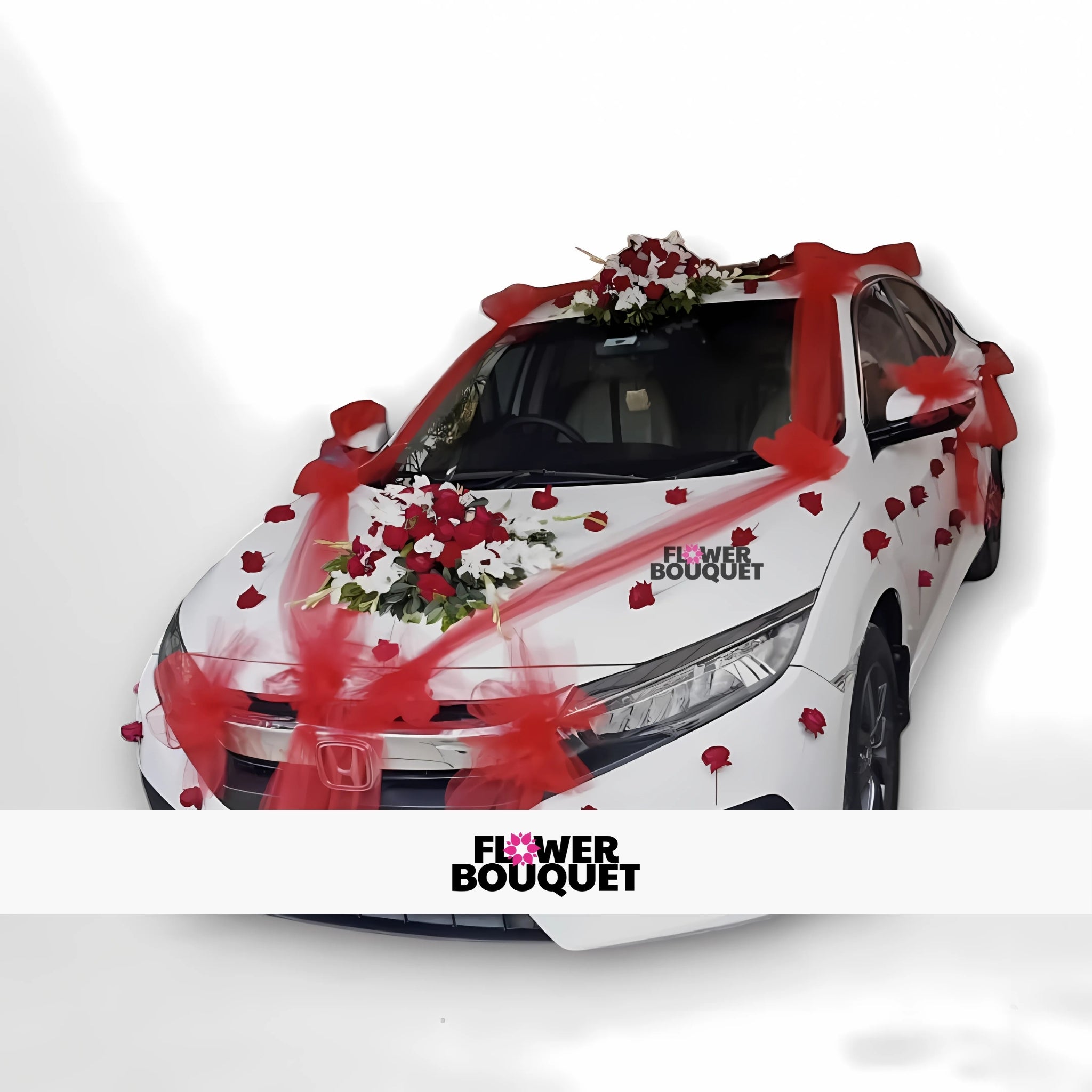 Luxurious Red and White Rose Honda Civic Decoration