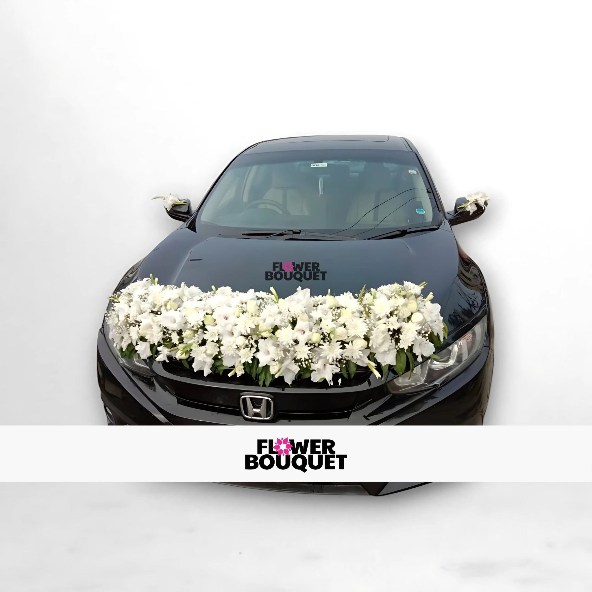 Luxurious White Flower Honda Car Decoration
