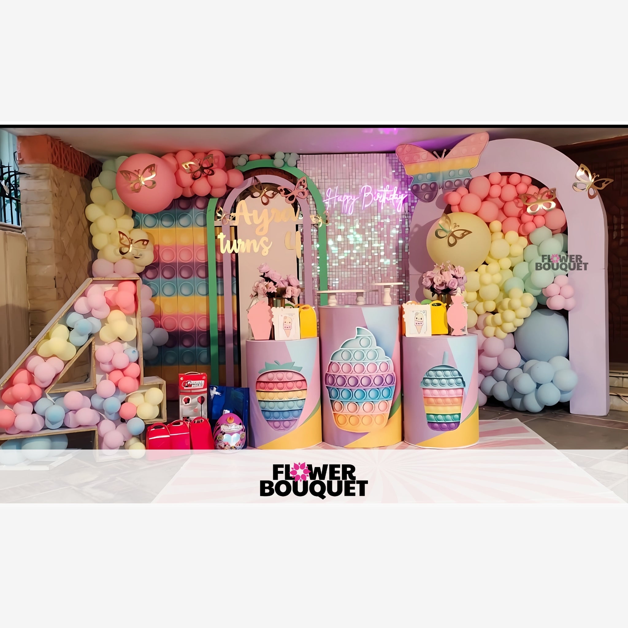Vibrant Pastel Pop-It Theme Birthday Setup