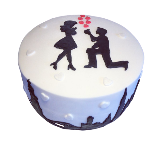 Proposal Love Cake - 2 Lbs Romantic Silhouette Design