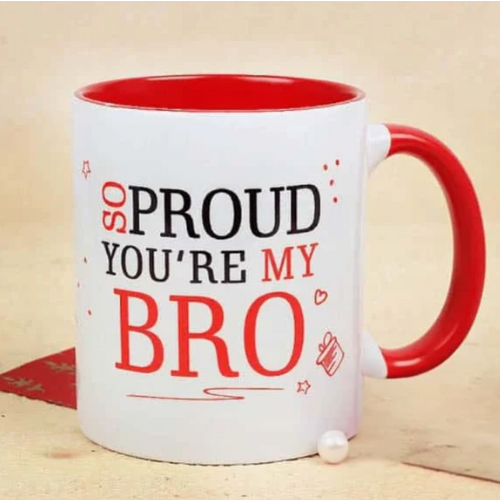 Proud Bro Quote – Red & White Ceramic Mug