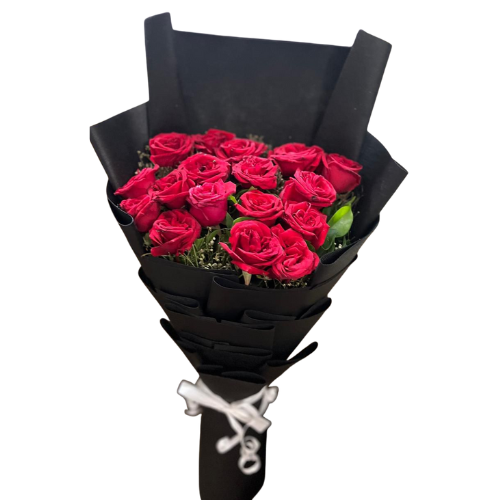 Red Rose Bouquet – Black Wrap