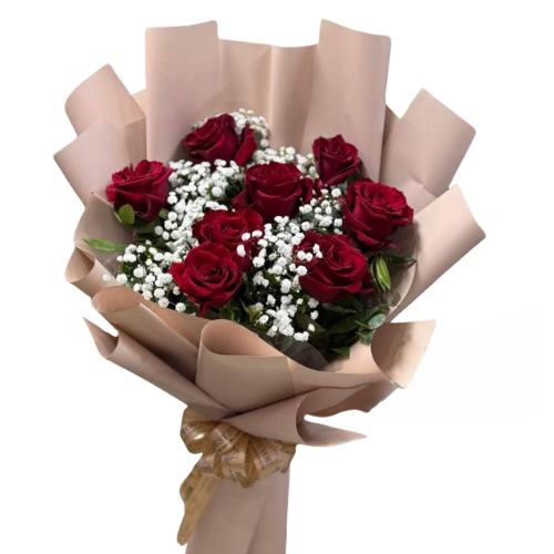 Red Roses – Brown Kraft Wrap