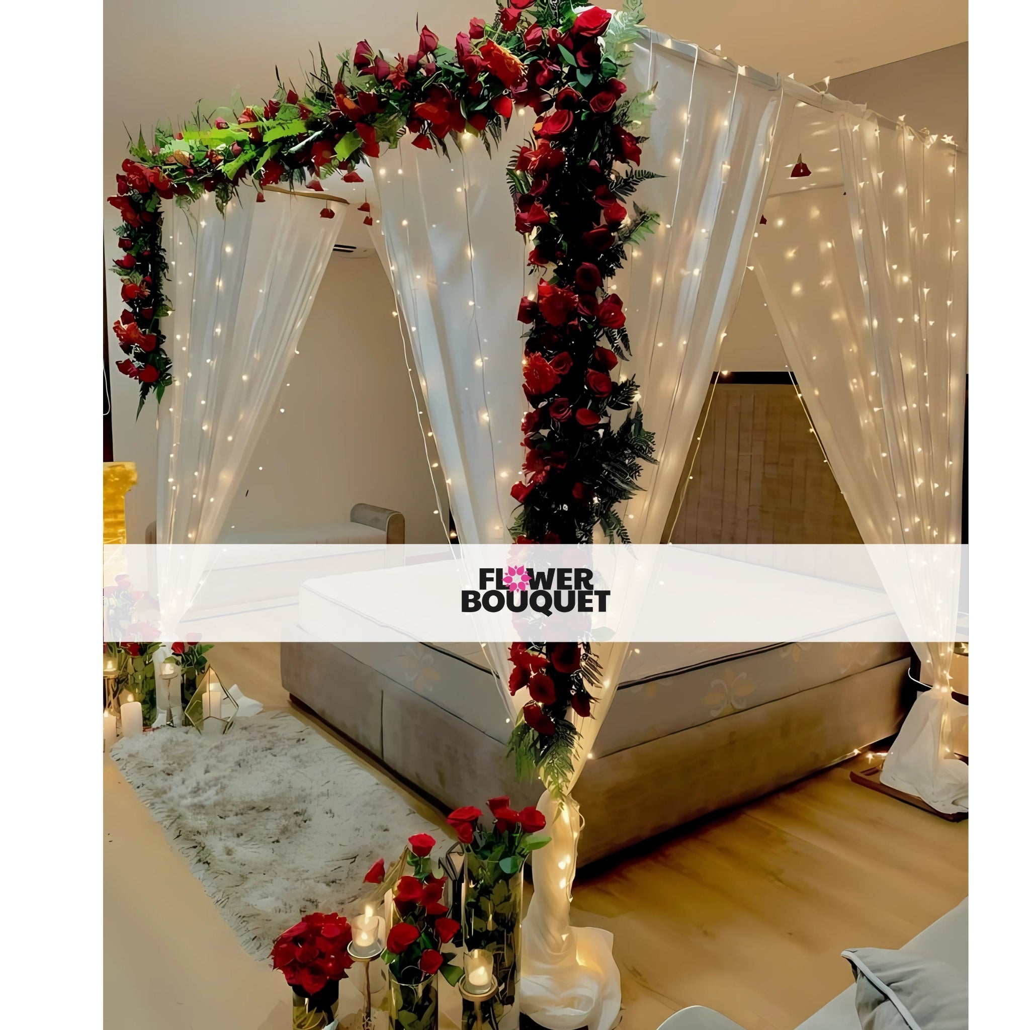 Romantic Flower Canopy Bed Decor