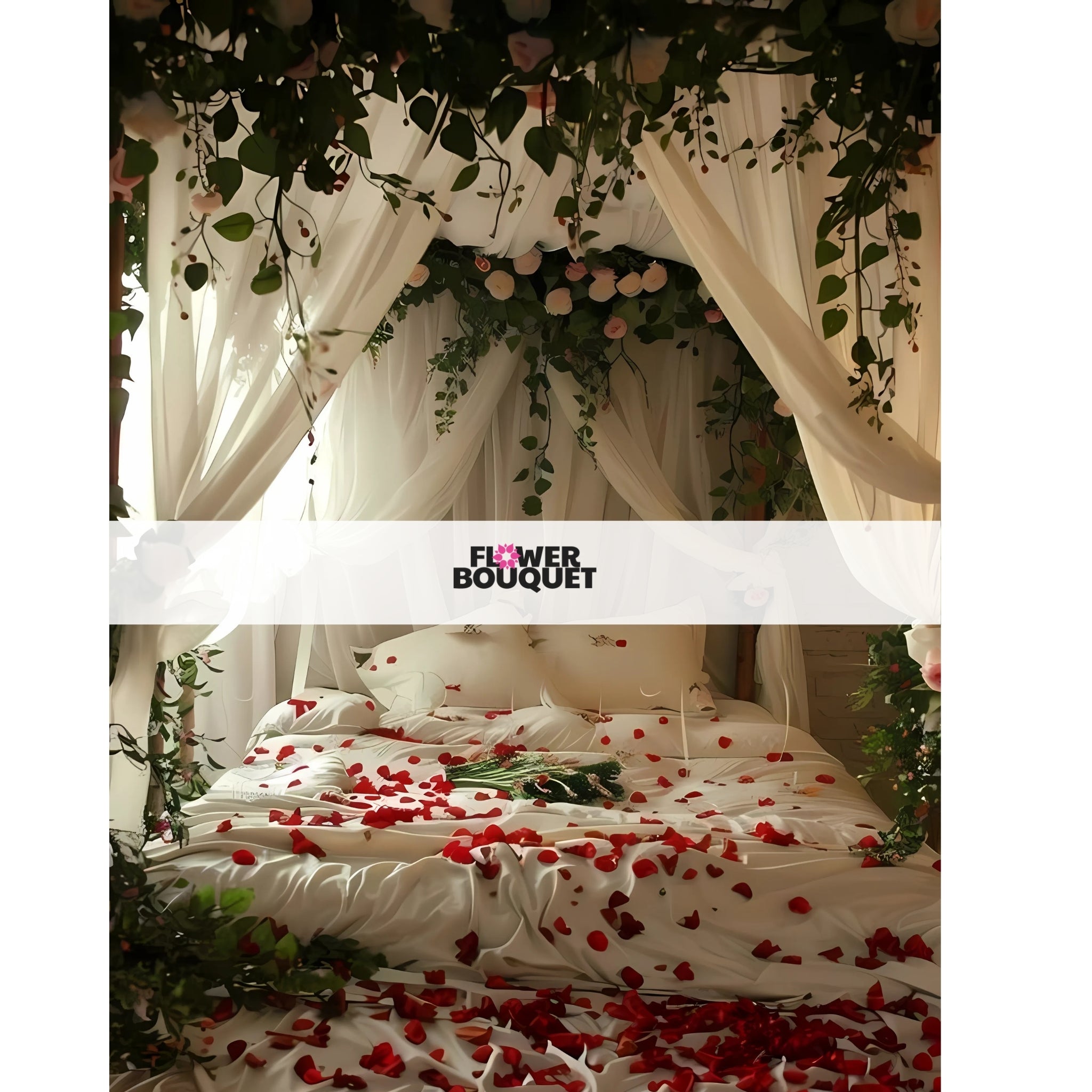 Romantic Flower Bouquet Bed Decor Setup
