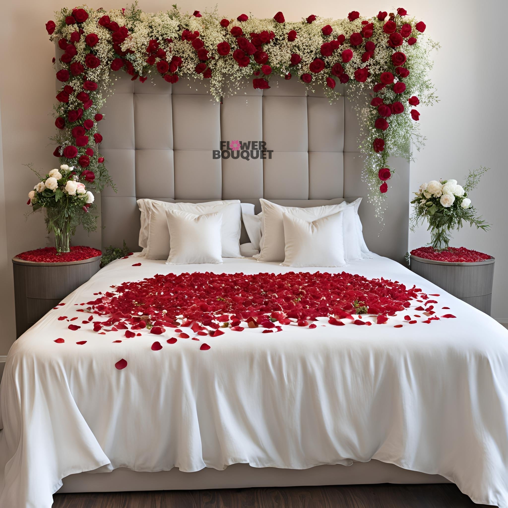Romantic Rose Petal Bed Decor