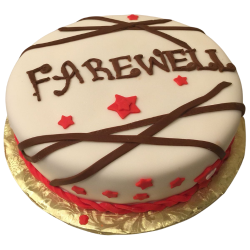 Classic Farewell Cake - Elegant Fondant Design