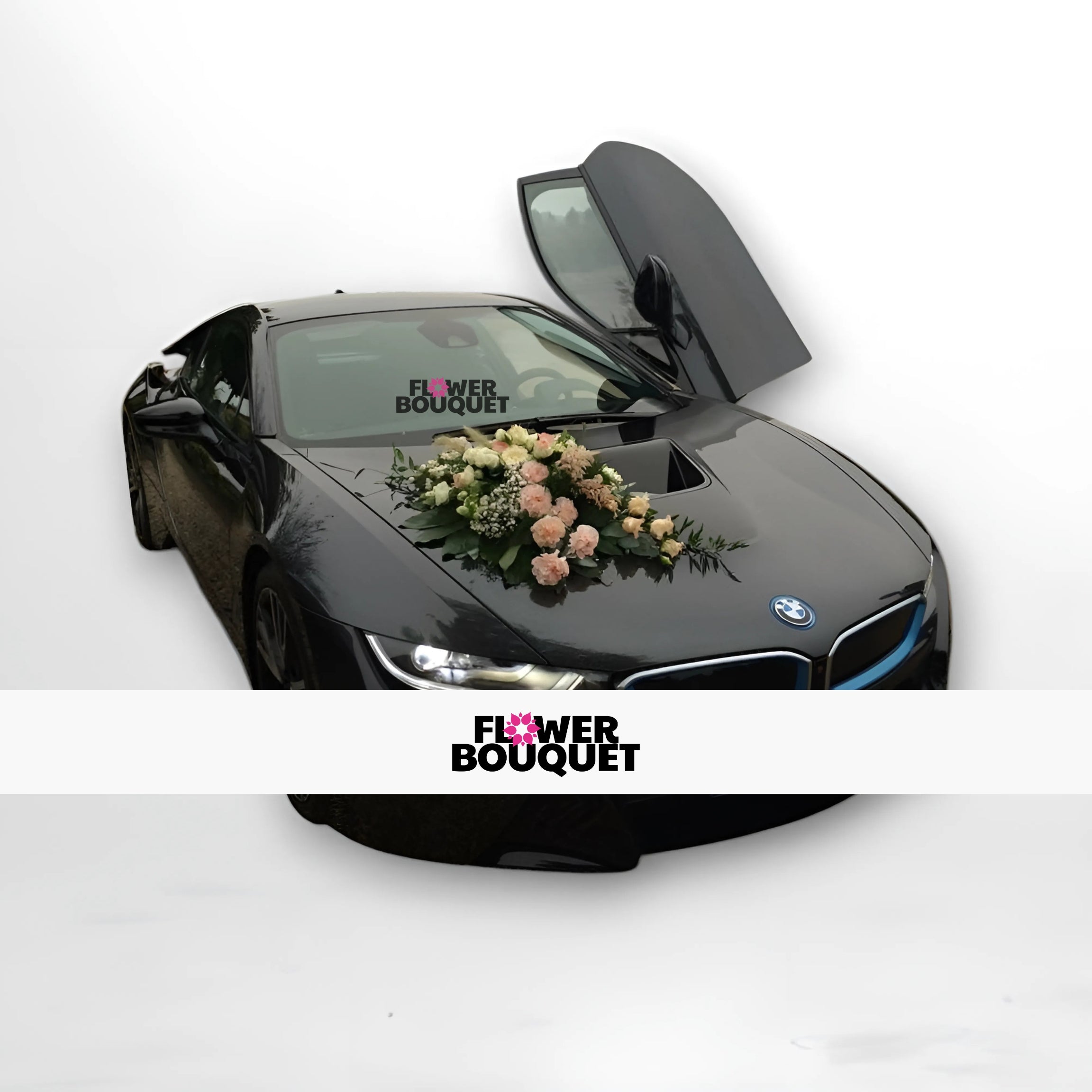 Sleek BMW i8 Blossom Wedding Car Decoration Package