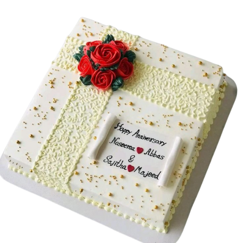 Square Roses Anniversary Cake - 2 Lbs Elegant Design