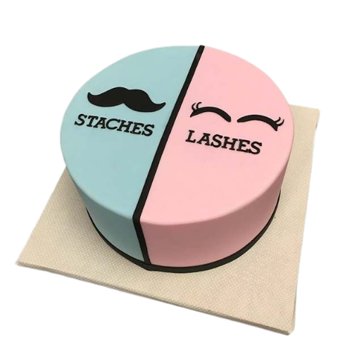 Staches or Lashes Gender Reveal Cake