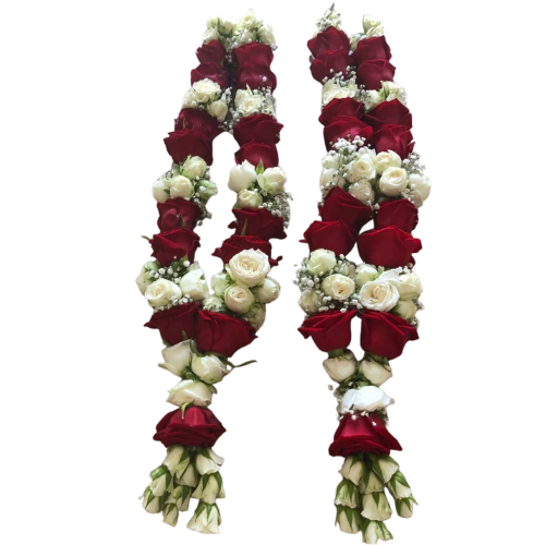 Fresh Red & White Rose Wedding Garland