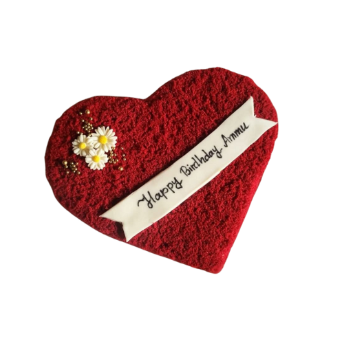 Heart-Shaped Red Velvet Wishes Cake