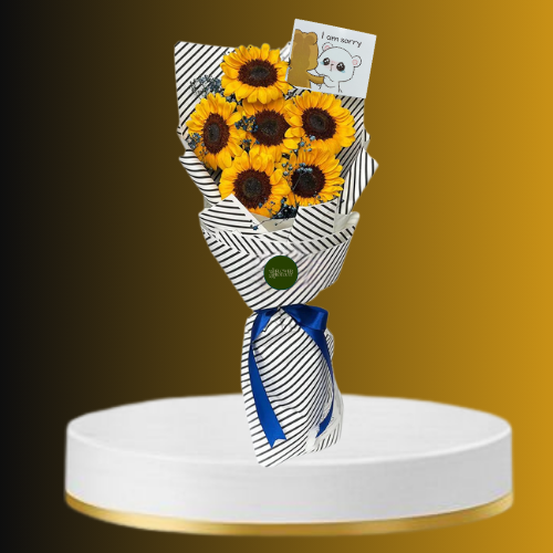 Bold Harmony Sunflower Bouquet with Apology Card