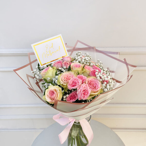 Eid Wishes Rose & Gypso Bouquet | Elegant Festive Floral Gift