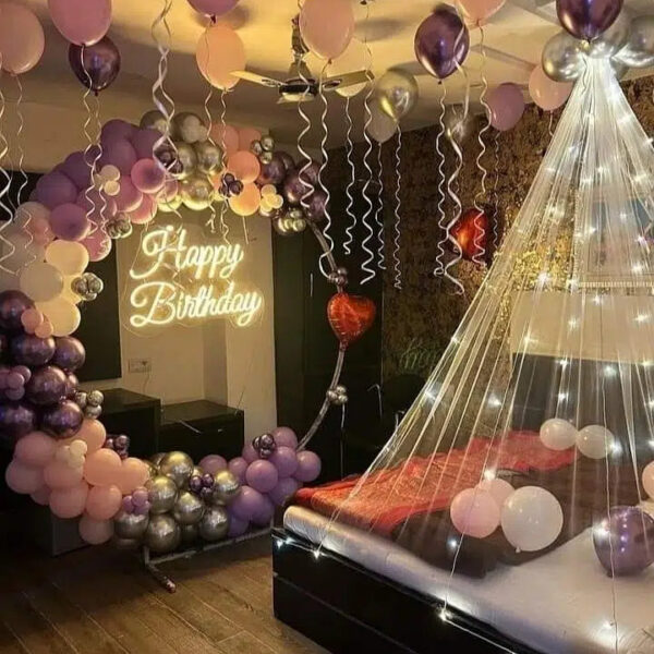 Luxury Bedroom Birthday Decor | Surprise Party Decoration Setup