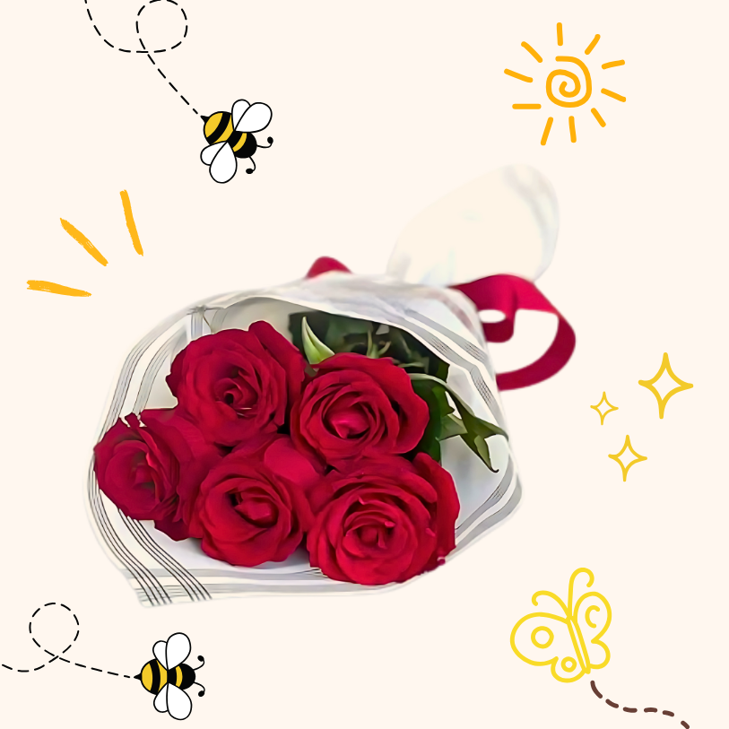 Charming 5 Red Rose Bouquet