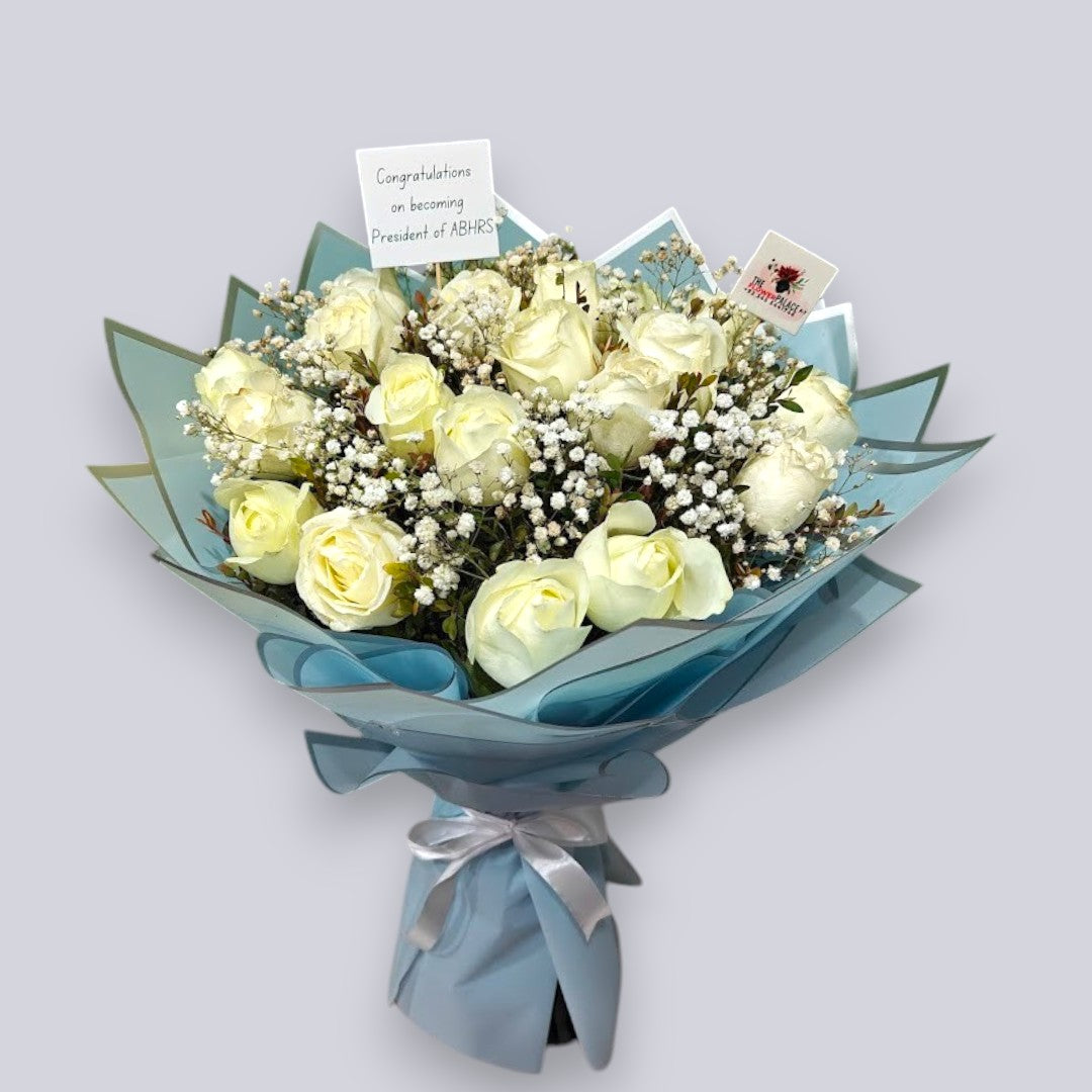Ethereal Elegance White Rose Bouquet