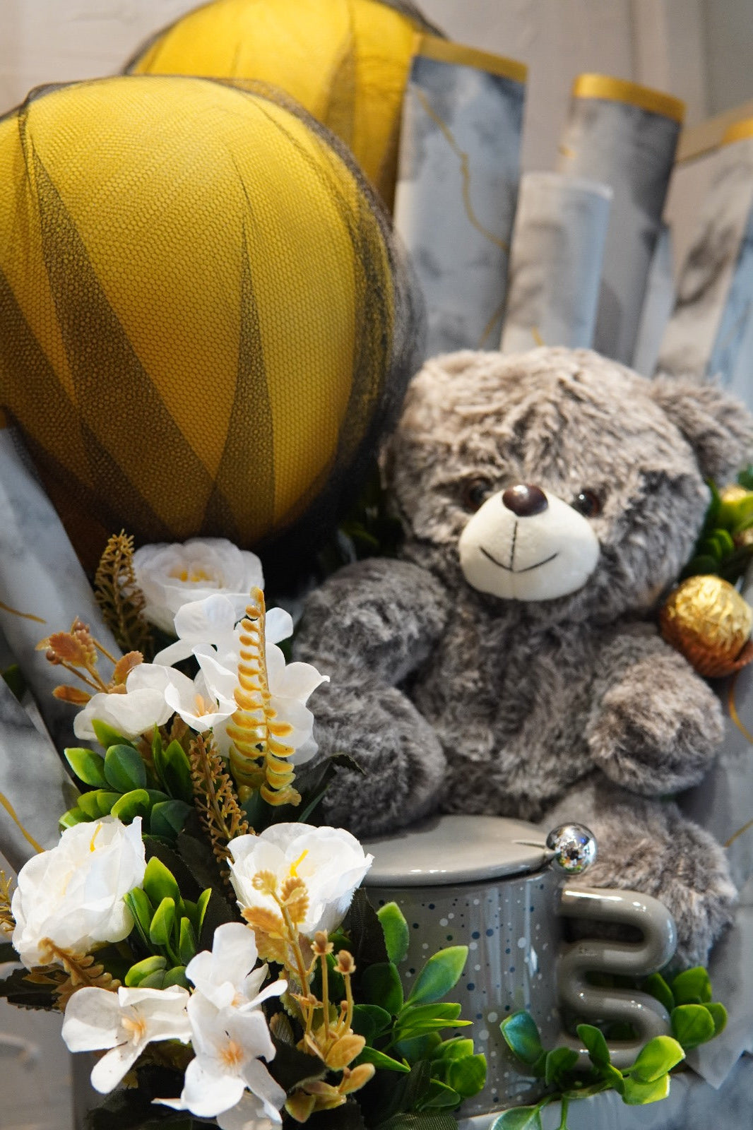 Grey Charm Teddy Gift Box