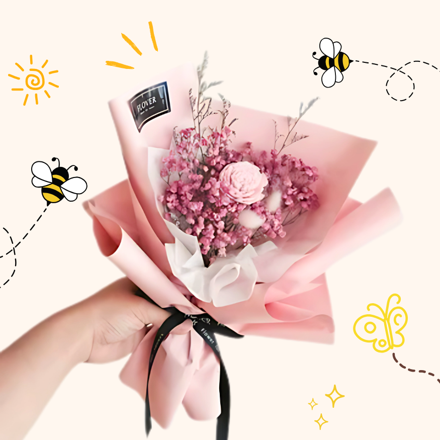 Affordable Rose & Baby's Breath Bouquet