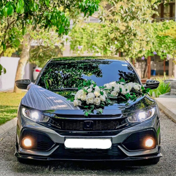 Honda Civic Elegant Floral Decoration | Custom Wedding Car Decor