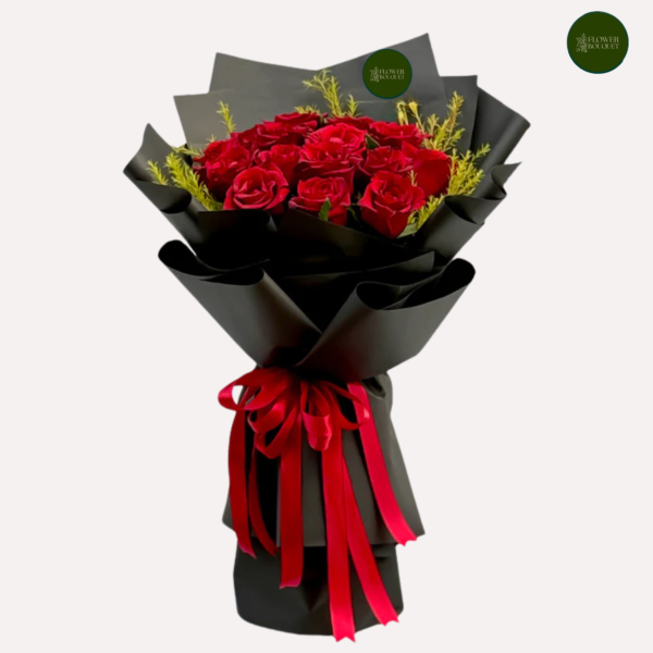 Midnight Romance 12 Red Roses Bouquet